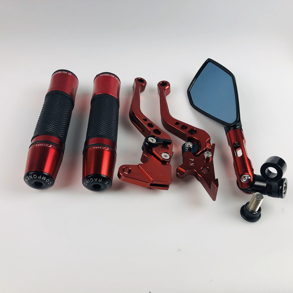 HÌNH THẬT Combo: 02 bao tay gù ý, 02 tay thắng  , 01 kiếng  chiếu hậu dùng cho các dòng xe -MÀU ĐỎ