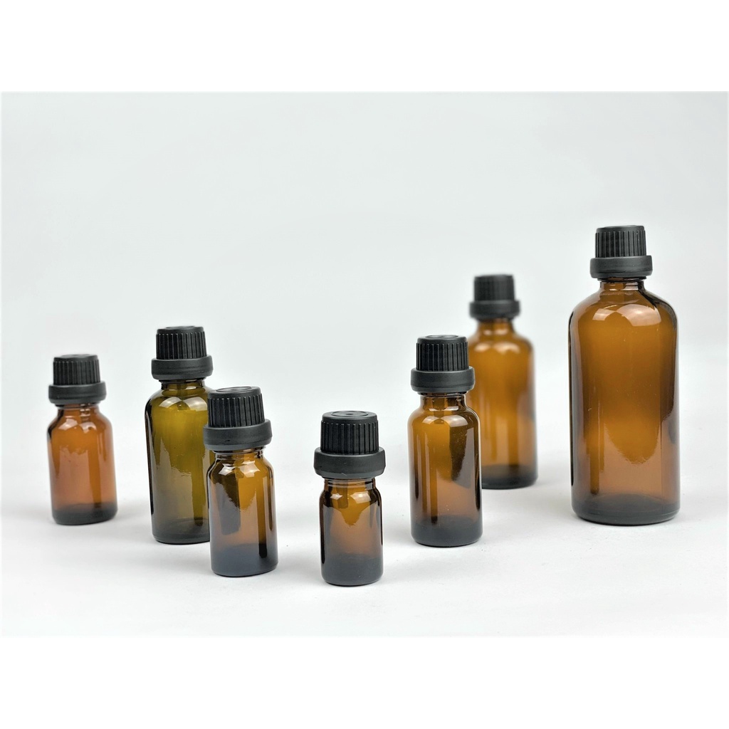 Lọ đựng chiết tinh dầu thủy tinh màu nâu nắp nhựa đen nhỏ giọt dung tích 5ml/10ml/15ml/20ml/30ml/50ml/100ml [Giá sỉ/Lẻ]