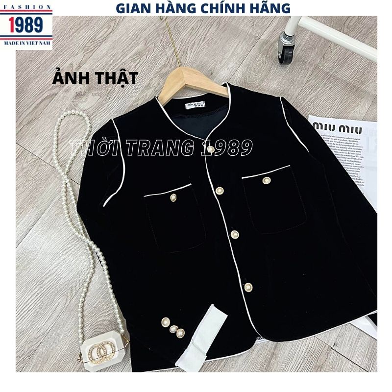 Áo khoác nhung tiểu thư viền túi trắng ,kiểu dáng hàn quốc ulzzang , áo khoác mùa đông cực xinh -PHƯƠNG 1989