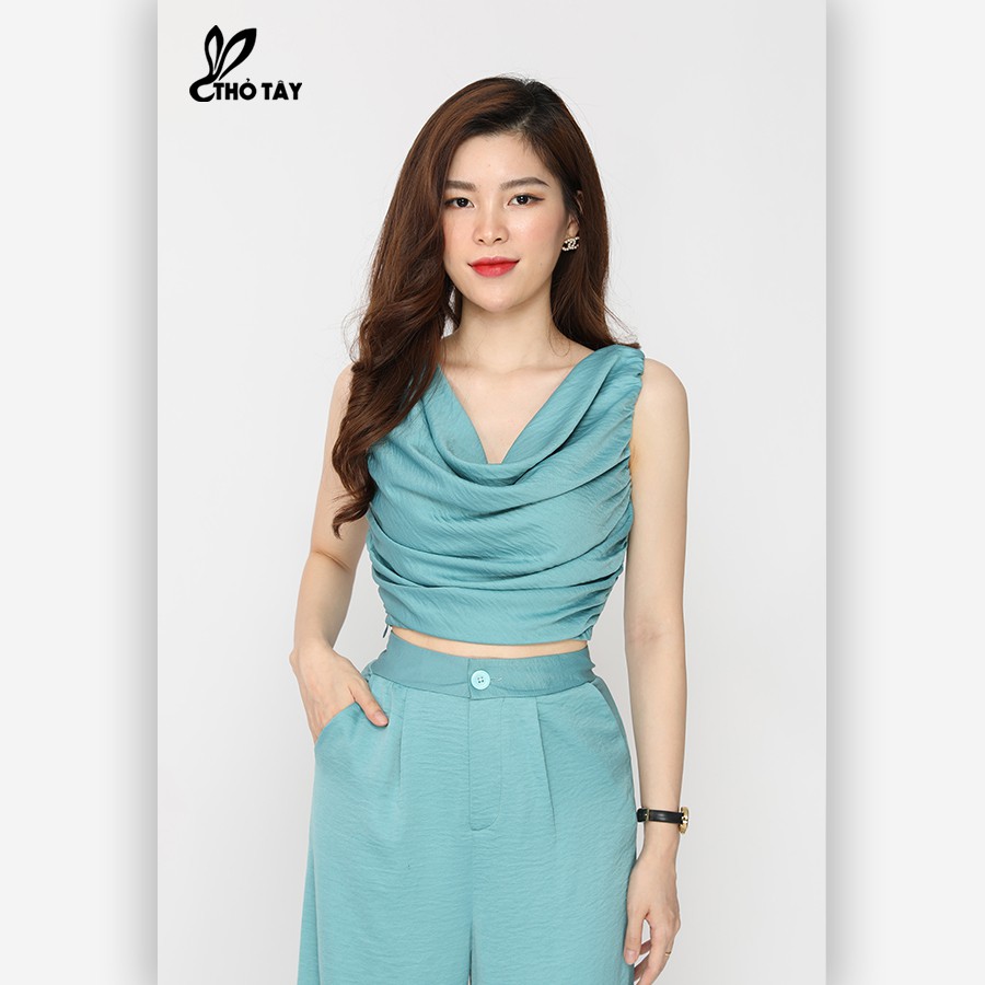 Set áo cổ đổ quần suông THỎ TÂY S365B334