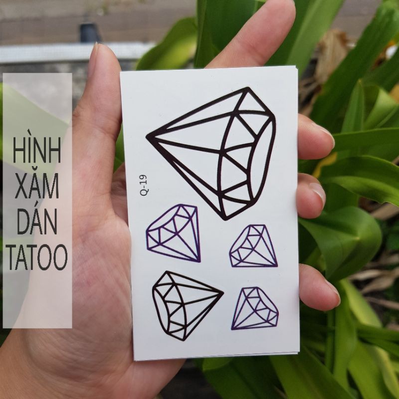 Hình xăm kim cương q19. Xăm dán tatoo mini tạm thời, size &lt;10x6cm