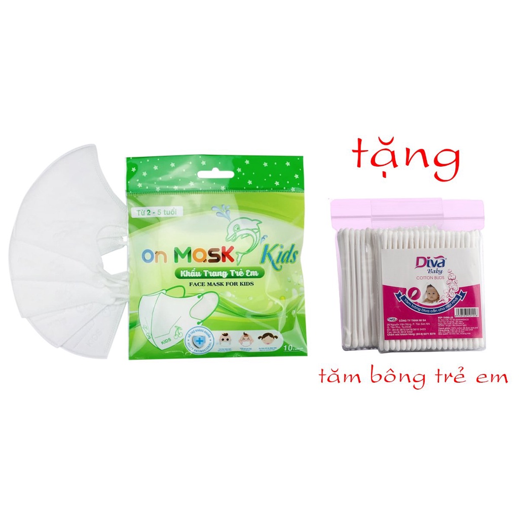 [Gói 10] Khẩu trang 3D trẻ em On Mask kháng khuẩn (3 lớp) - 3 Màu lựa chọn