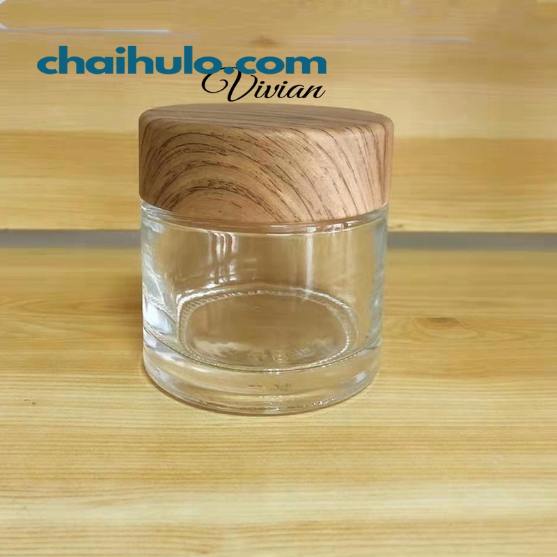 Hũ Thuỷ Tinh Nắp Vân Gỗ 250gr, 500gr Lọ Thuỷ Tinh Đựng Gia Vị, Đồ Khô Nhỏ Gọn Trong Nhà Bếp