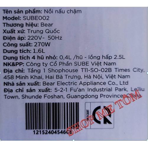 Nồi Nấu Cháo Chậm Bear, Nồi Nấu Cháo Cho Bé Ninh Hầm Chưng Hấp Cách Thủy Bear 0.8L Cao Cấp Bản Quốc Tế