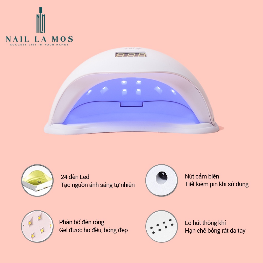Máy hơ gel SUN 5 UV/LED tem xanh 48W 24 bóng đèn - Máy hơ mini dành cho học viên thực hành