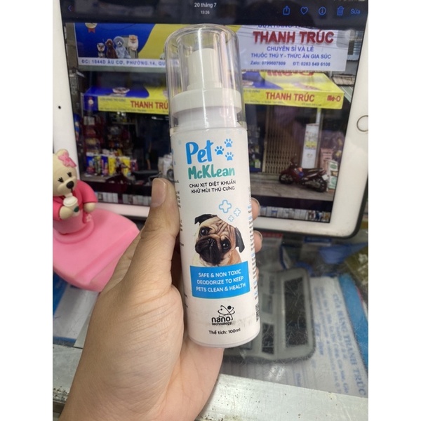 XỊT DIỆT KHUẨN, KHỬ MÙI THÚ CƯNG PET MCKLEAN 100ml