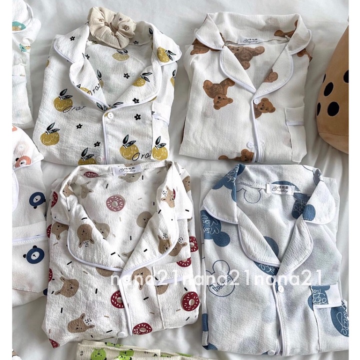 Bộ đồ pijama chất đũi xốp tặng kèm sunchies cột tóc siêu xinh tặng MOS04 - Mono Boutique