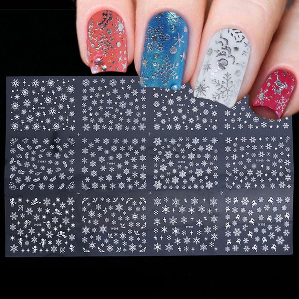 LAY Miếng Dán Trang Trí Móng Tay Hình Người Tuyết Màu Laser Holographic DIY
