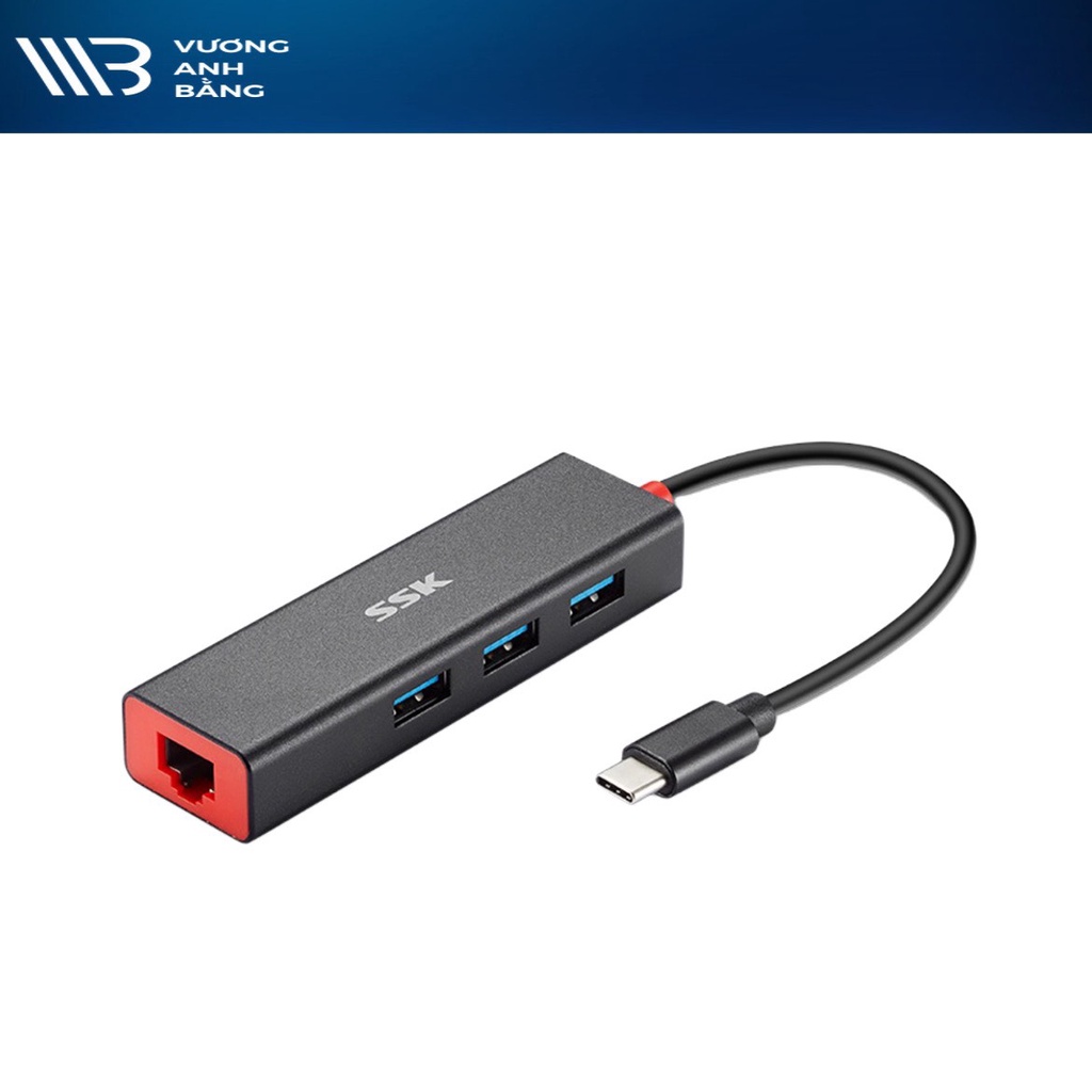 Hub USB 3.0 3 port + LAN  SSK C535 - Hàng Chính hãng