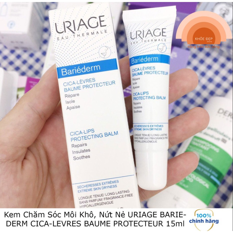 [CHÍNH HÃNG CÓ TEM] URIAGE Bariéderm Cica - Lèvres Baume Protecteur 15mL- Kem Chăm Sóc Môi Khô, Nứt Nẻ.