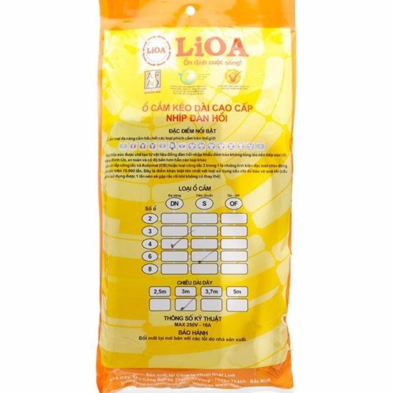 Ổ Cắm Kéo Dài Đa Năng LIOA Kết Hợp 10 ổ  mã 4D6S