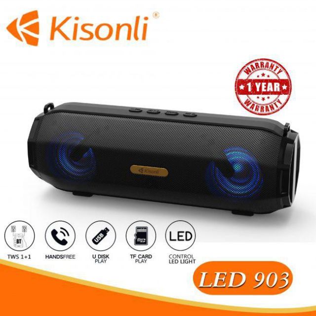 Loa Bluetooth Kisonli Led 903 - Bluetooth 4.0-FM-USB-Thẻ nhớ-Jack 3.5