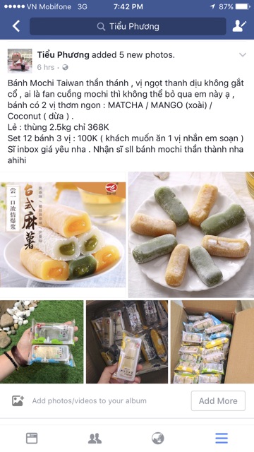 Bánh mochi Taiwan 3 vị xoài / matcha / dừa