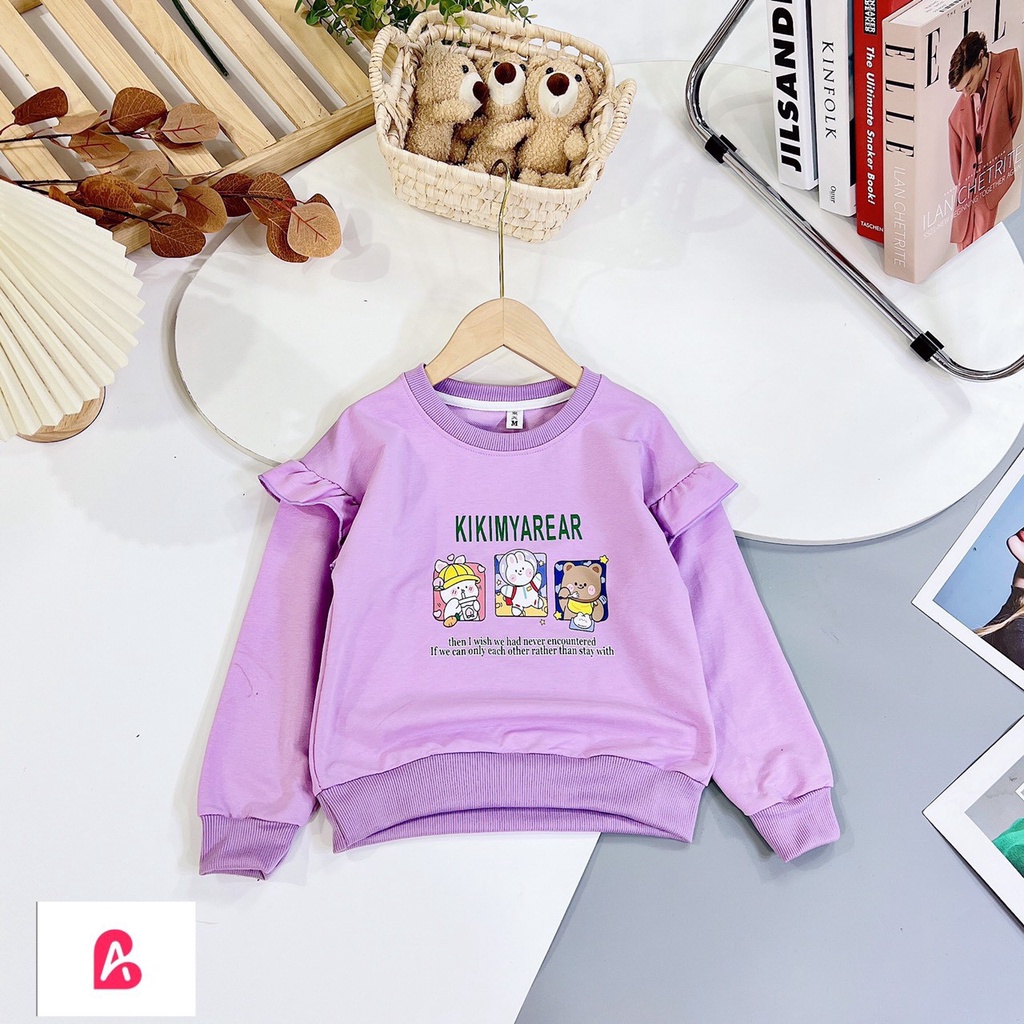 Áo cotton dài tay giữ nhiệt thu đông bé gái đi học đi chơi