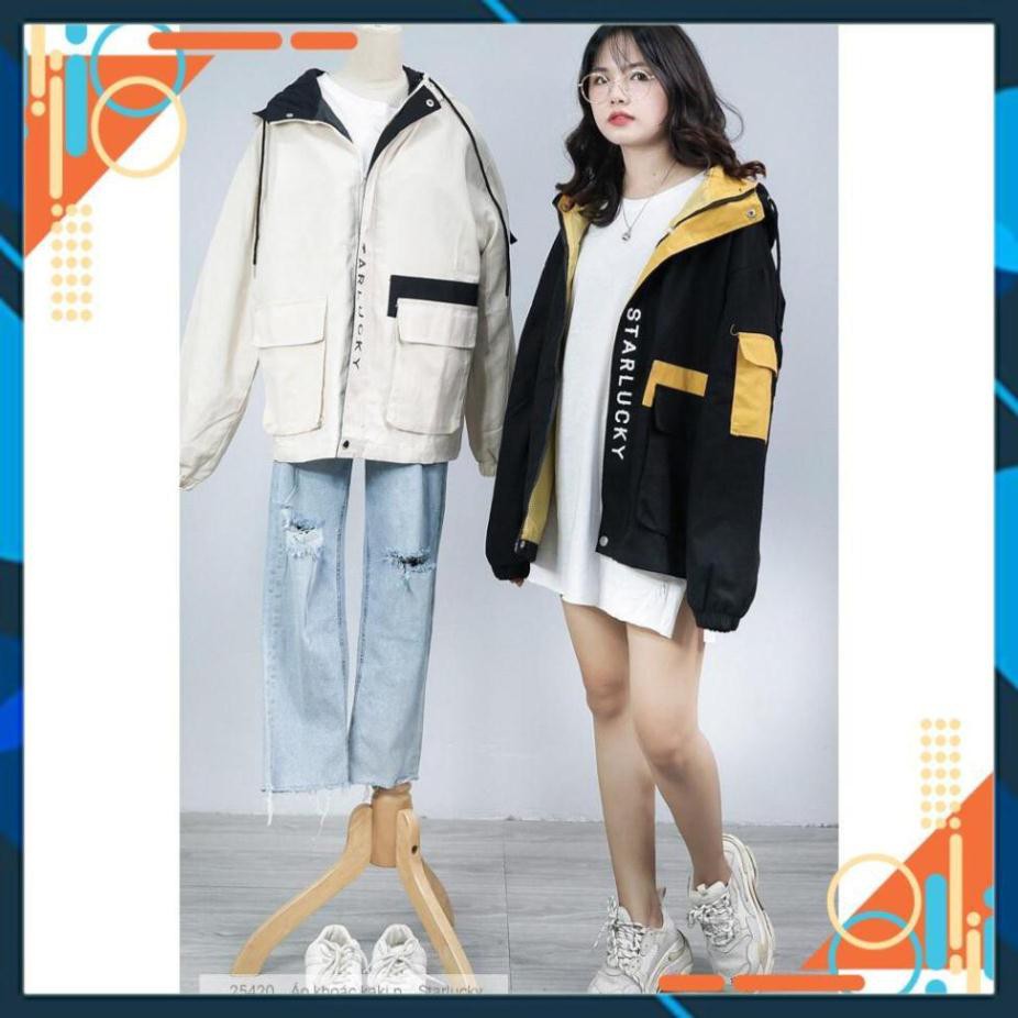 [Form bao Sang] Áo Khoác Kaki  Star Lucky Siêu Chất Thời Trang Tặng Nón Vành Bông Cúc Siêu Đẹp AG | BigBuy360 - bigbuy360.vn