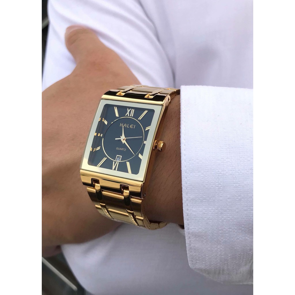 Đồng Hồ Nam HALEI Dây Vàng Cao Cấp Mặt Vuông Lịch Lãm | BigBuy360 - bigbuy360.vn
