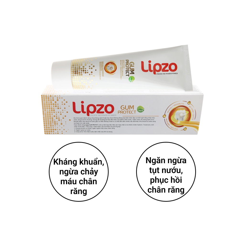 Kem đánh răng LIPZO shiny clean &amp; Herb Gum Protect 95g