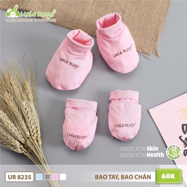 Set bao tay chân Uala Bamboo UR8235 - SZ 0-6M MÀU HỒNG