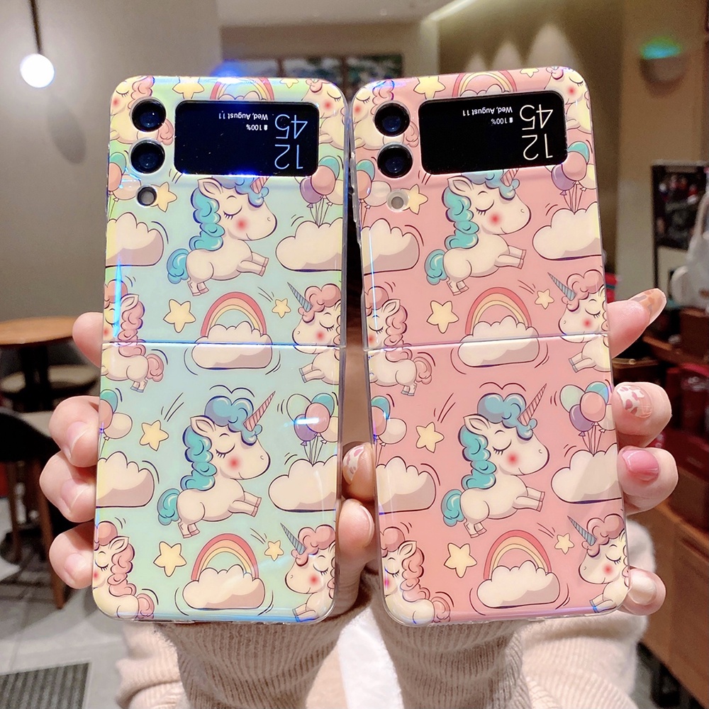 Ốp điện thoại mềm siêu mỏng họa tiết kỳ lân nhiều màu sắc cho Samsung Galaxy Z FOLD 3 Z FLIP 3