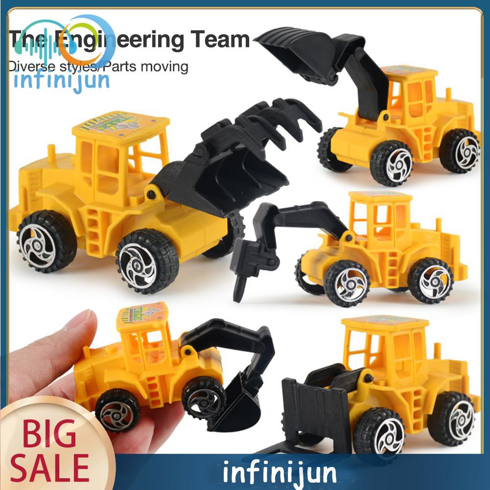 Set 6 Mô Hình Xe Công Trường Mini Bằng Hợp Kim Dành Cho Bé