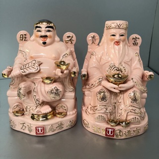 Đôi Ông Thần Tài Thổ Địa Hồng Phát Lộc Ngồi Ngai