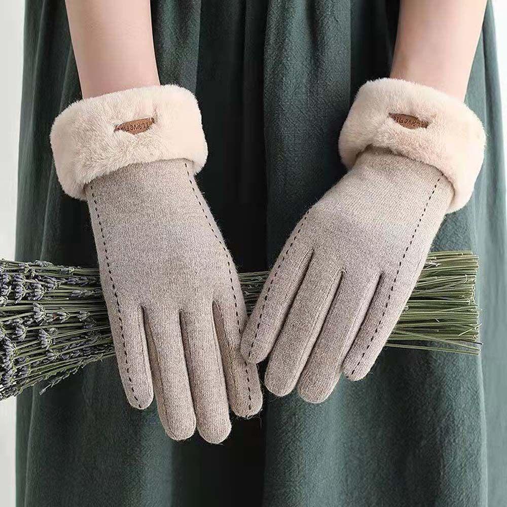 Găng Tay Lái Xe Vải Cashmere Chống Gió Giữ Ấm Có Thể Chạm Màn Hình Cảm Ứng