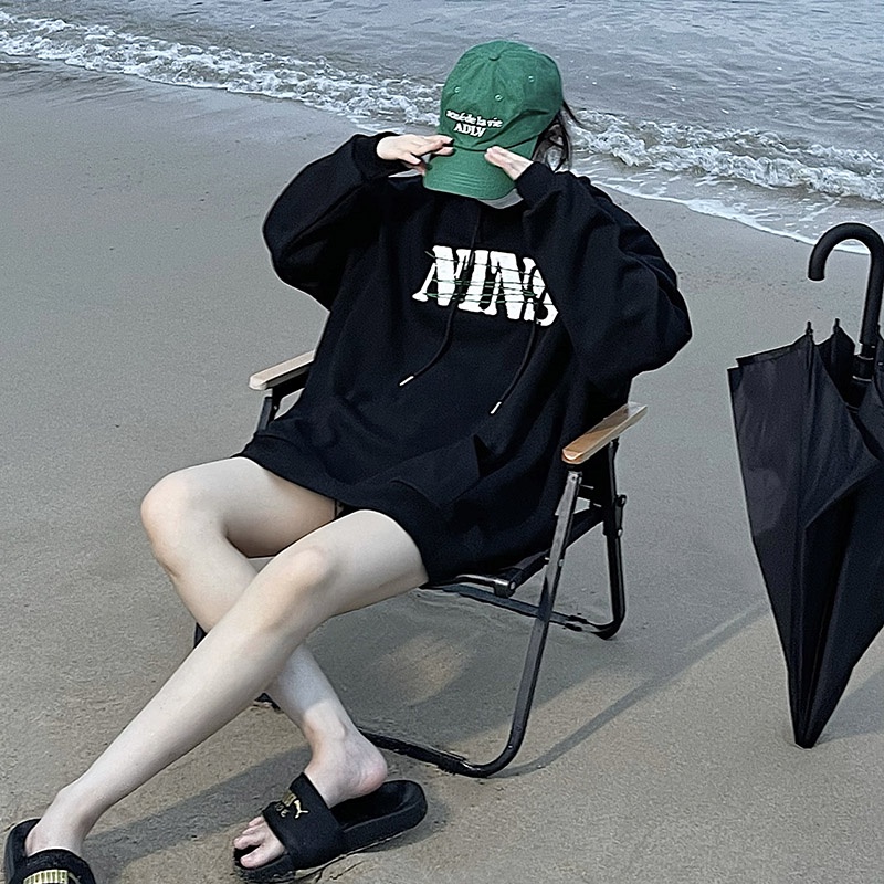 NRVP Áo Hoodie Nữ Tay Dài Dáng Rộng Thời Trang Phong Cách Hàn Quốc