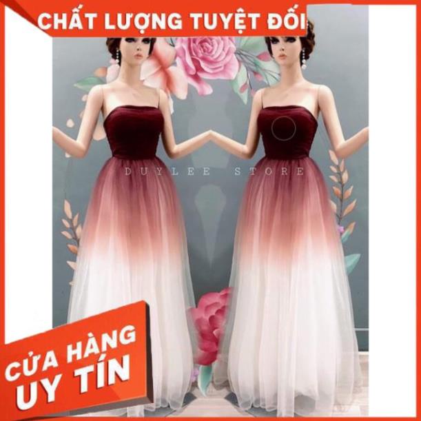 Đầm maxi cúp ngực dự tiệc dạ hội phối màu ombre đậm nhạt sang trọng - size M/L (có ảnh/video thật) MS145V
