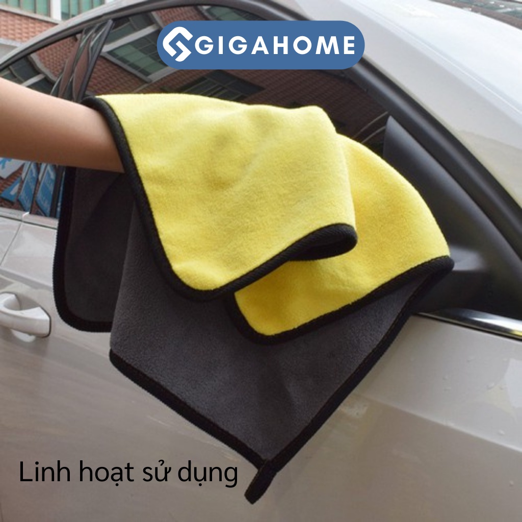 Khăn Lau Ô Tô, Lau Bếp GGISHOME Màu Vàng 2 Lớp Cao Cấp, Siêu Thấm Hút 38x45cm 7686
