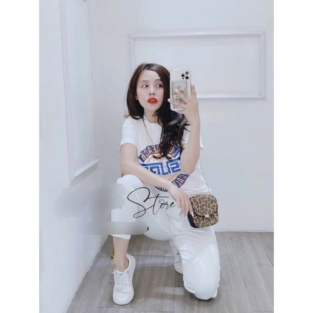 Áo thun nữ thun cotton in logo cách điệu siêu hot freesize