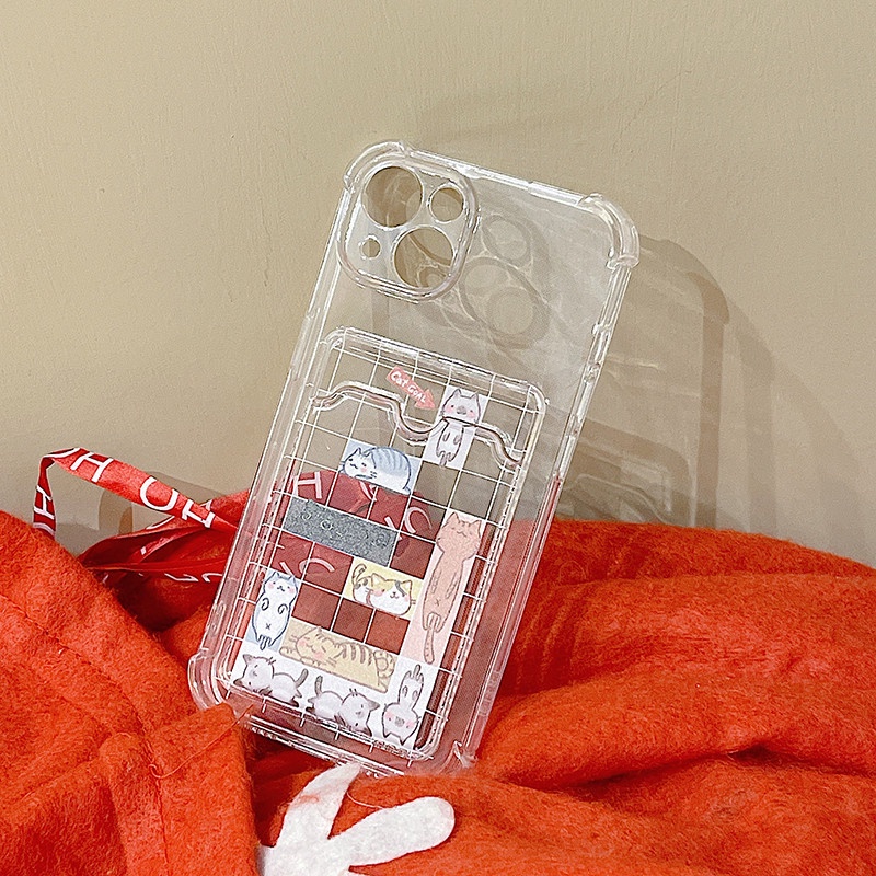 Ốp lưng iphone trong túi đựng thẻ ảnh mèo lười 6/6s/6plus/6splus/7/7plus/8/8plus/xs/11/12/13/14/pro/max/plus/promax TT12