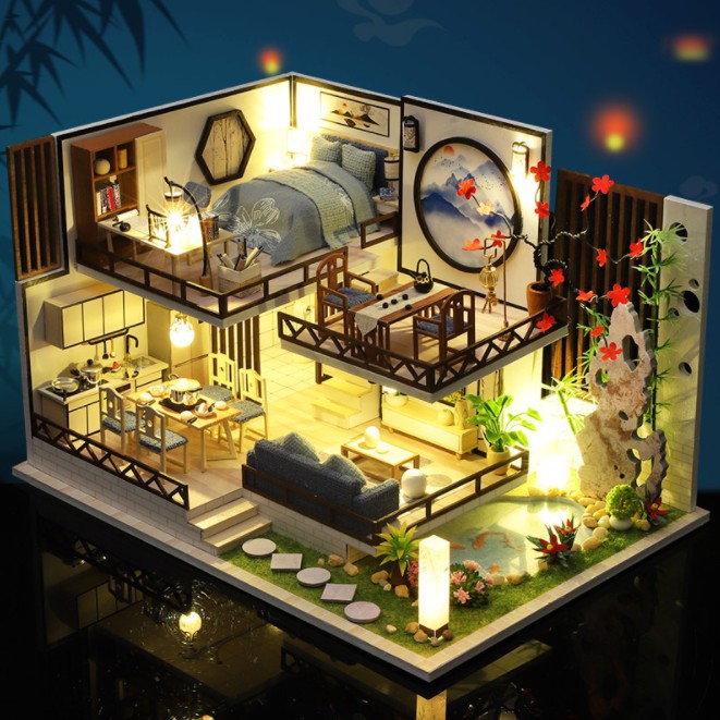 Mô Hình Lắp Ráp Bằng Gỗ Nhà Búp Bê DIY - Ngôi Nhà Phong Cách Trung Hoa M029
