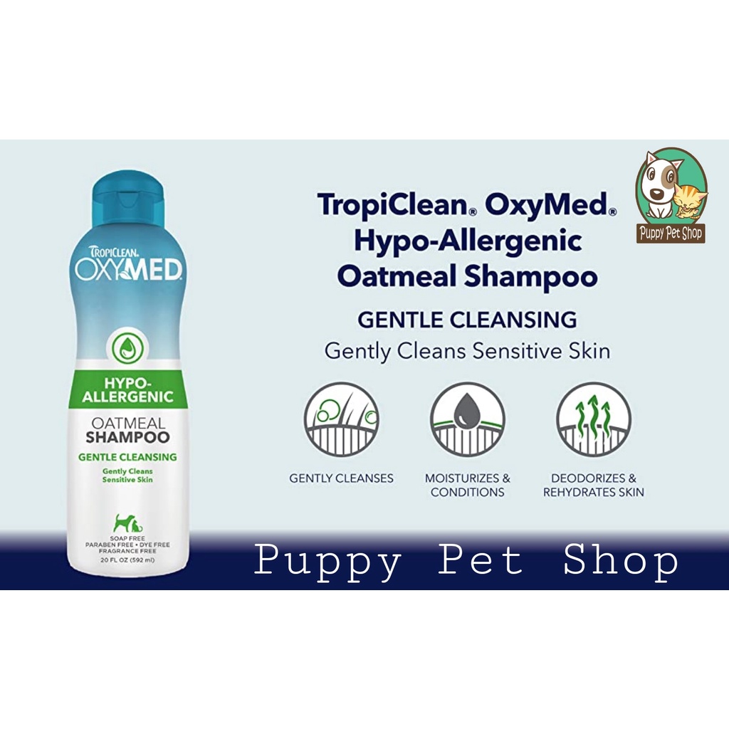 TropiClean OxyMed Hypo-Allergenic Sữa Tắm Cho Chó Mèo Có Làn Da Nhạy Cảm