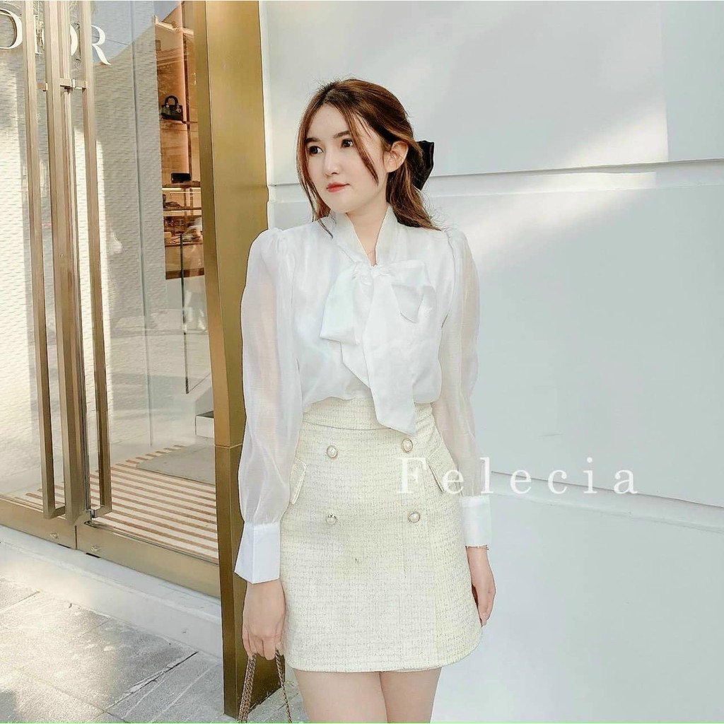 Áo sơ mi cúc ngọc nơ cổ to 3 màu ( kèm ảnh thật, video ) | BigBuy360 - bigbuy360.vn