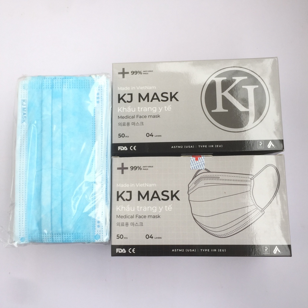 Khẩu trang y tế 4 lớp kháng khuẩn KJMASK hộp 50 cái, tiêu chuẩn xuất khẩu châu âu, khẩu trang KJ Mask 4 lớp