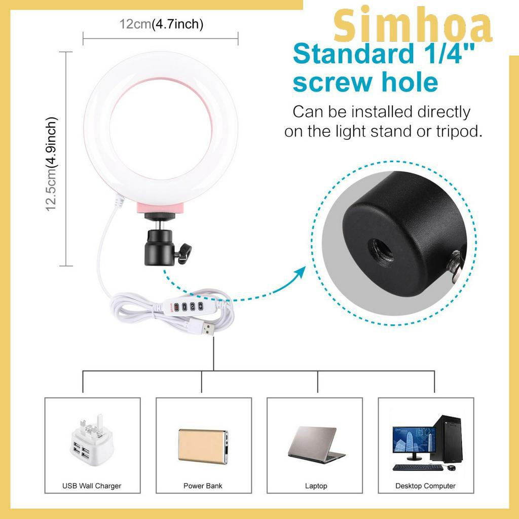 Vòng Đèn Led Chụp Ảnh Selfie Ba Màu Có Cổng Sạc USB