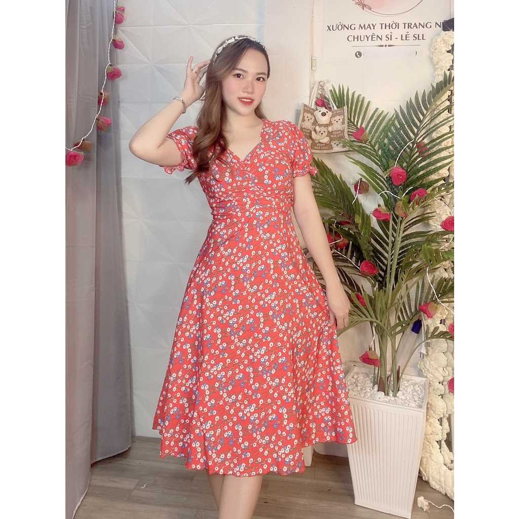ĐẦM XÒE HOA NHÍ TAY BÚP NHÚNG NGỰC HÀNG THIẾT KẾ - MT22