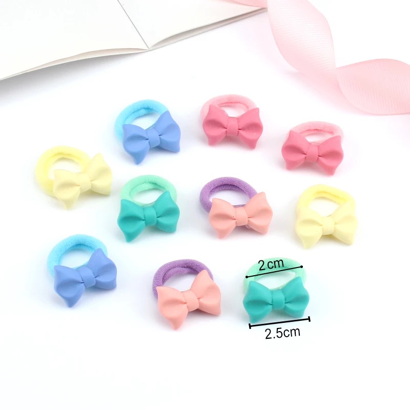 Bộ 10 Dây Cột Tóc Cao Su Đính Nơ/Ngôi Sao/Hoạt Hình Dễ Thương Cho Bé