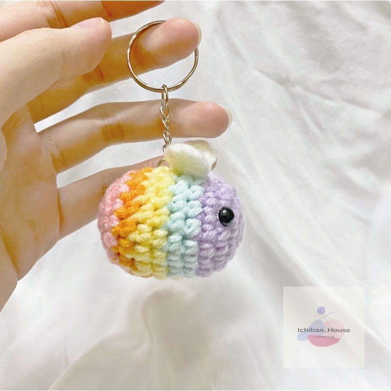 Móc khoá len Ong vàng Little Bee len nhung mềm mịn - Ichiban house