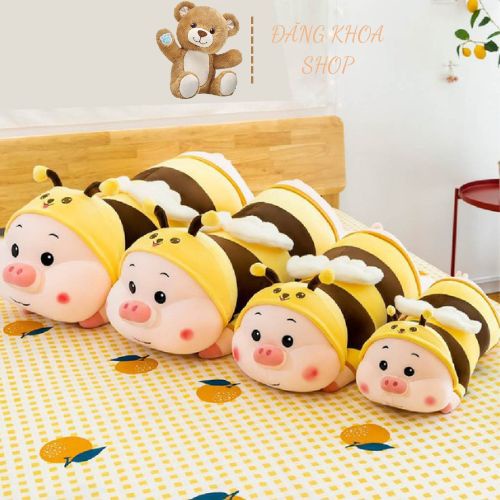 Gấu Bông Heo Ong Dễ Thương - Heo Ong Nhồi Bông Cute Size Lớn, Gấu Bông Heo Ong Cosplay, Gối Ôm Hình Heo Lai Ong