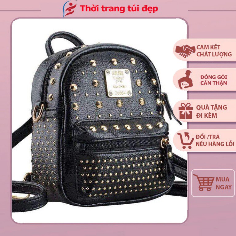 Balo Cho BÉ Thời Trang Hàng Hiệu Đi Chơi Chất Da Chống Nước Đinh Nhí mini _ BL008