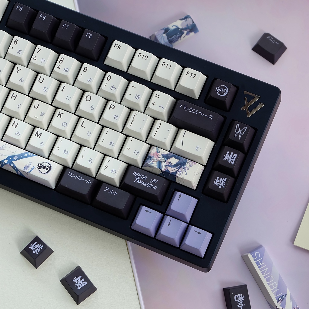 137 Nắp phím họa tiết bướm profile Cherry bằng PBT in nhiệt bố cục ANSI cho bàn phím cơ chơi game Cherry MX Switch
