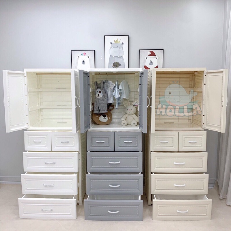 Tủ Nhựa 5 Tầng Vân Gỗ Cao Cấp Honper / Holla Chính Hãng