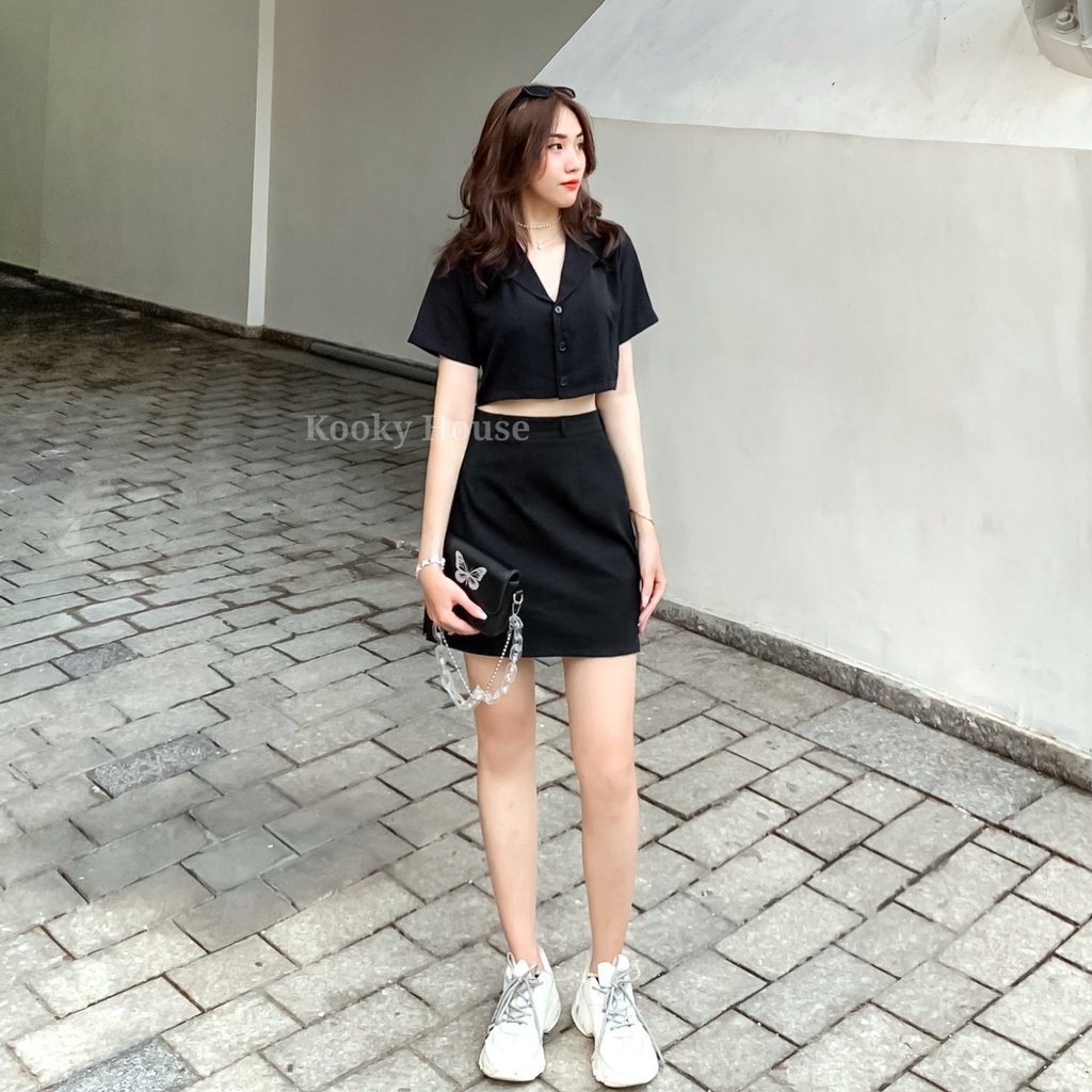 KOOKY HOUSE - SILA SKIRT - Chân váy thiết kế xẻ tà nhẹ hai bên, co giãn nhẹ, CÓ LÓT QUẦN TRONG | BigBuy360 - bigbuy360.vn