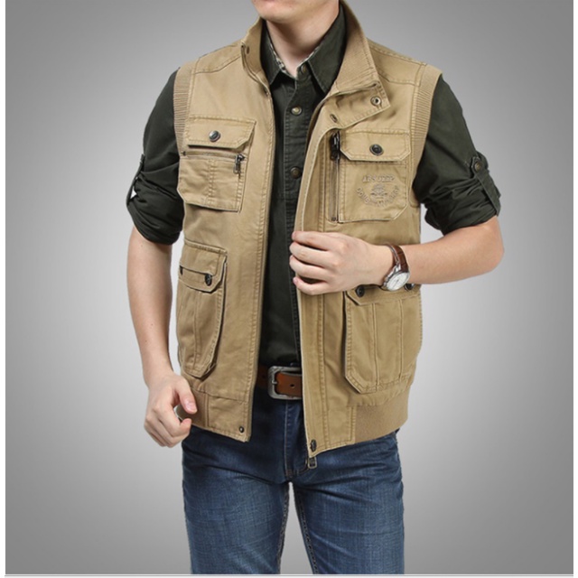 Áo Khoác Gile Kaki Nam Cao Cấp Túi Hộp Alyly  - Phong Cách Và Cá Tính.