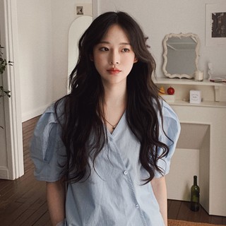 Áo Tay Phồng Cổ Chữ V Màu Trơn Thanh Lịch Dành Cho Nữ 34154