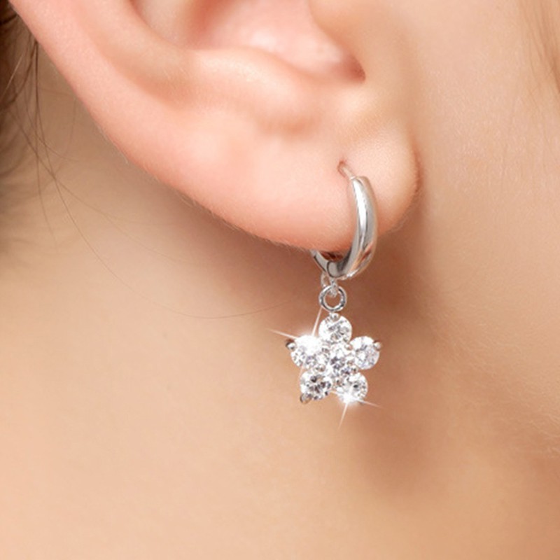 Bông Tai Mạ Bạc 925 Hình Hoa Đính Ngọc Trai Thời Trang