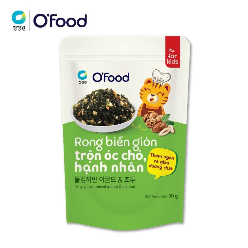 Rong biển giòn trộn óc chó hạnh nhân/hải sản O'Food 30g