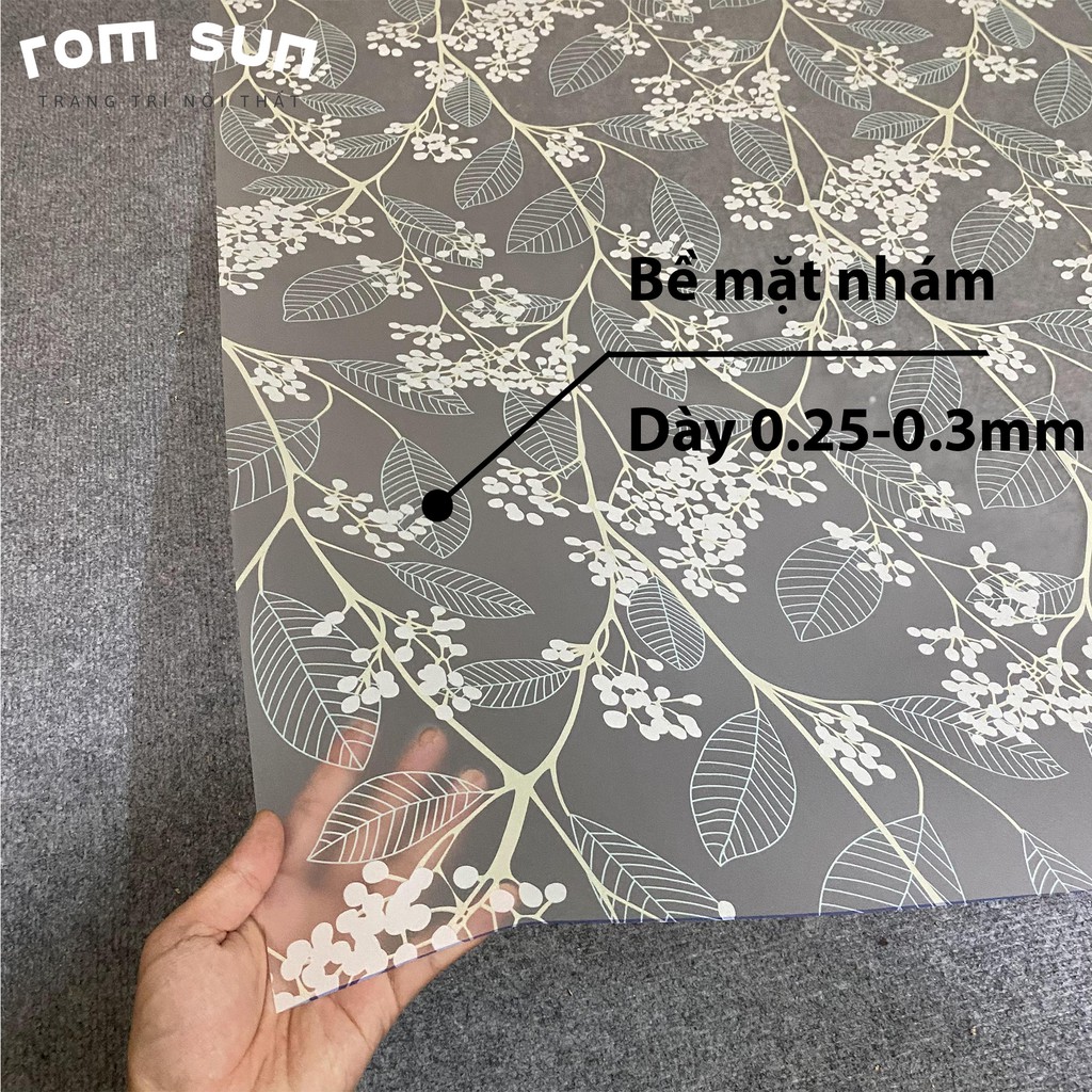 Khổ 90cm | Giấy dán kính cửa sổ văn phòng, decal dán kính mờ hoa lá xanh trắng phù hợp phòng ngủ,tắm