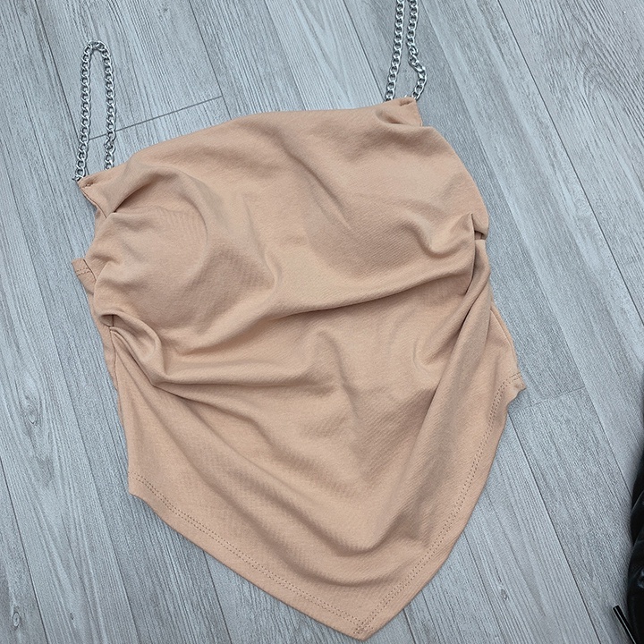 Set đồ nữ đi chơi áo 2 dây xích có mút ngực phối chân váy ngắn xòe xếp ly 2 tầng